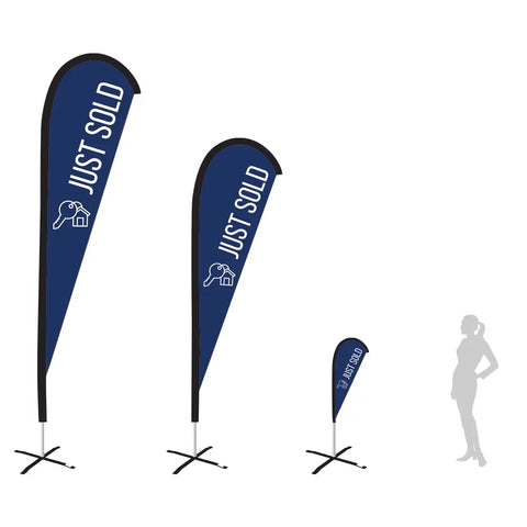 sold blue teardrop flag