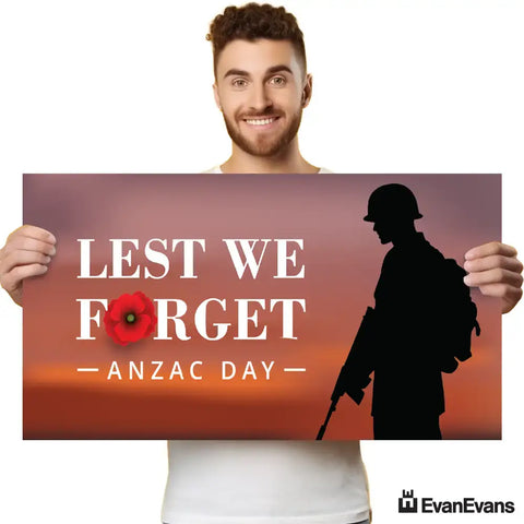 soldier and poppy anzac day corflute poster