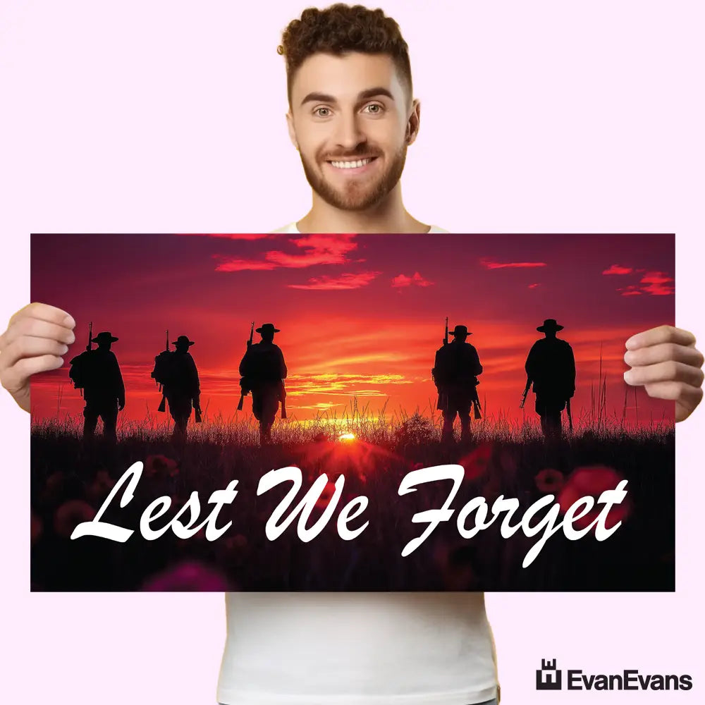 soldiers silhouettes anzac day corflute poster