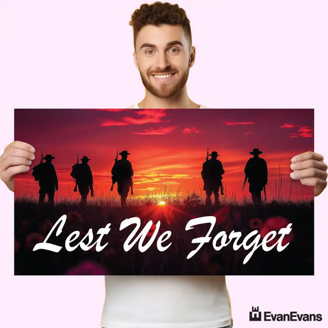 soldiers silhouettes anzac day corflute poster
