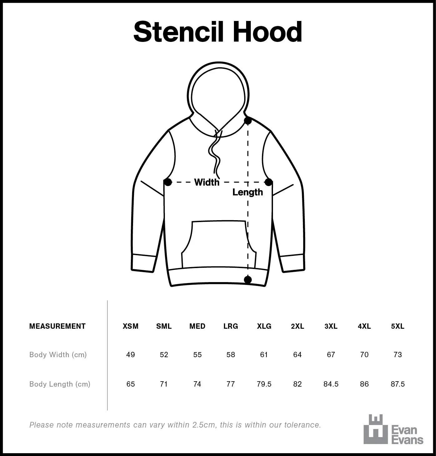 stencil hood SIZE GUIDE