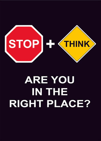 stop and think construction sign