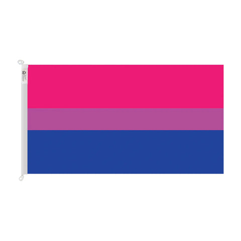 trilobal header with clips knitted polyester bisexual pride flag