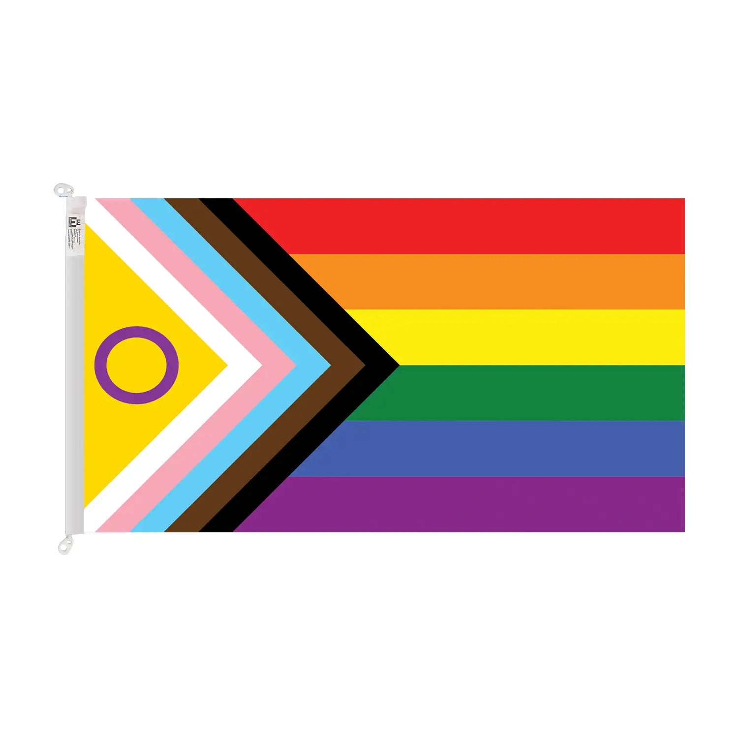 trilobal header with clips knitted polyester intersex inclusive progress pride flag