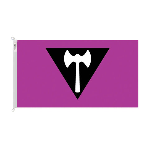 trilobal header with clips knitted polyester labrys lesbian pride flag