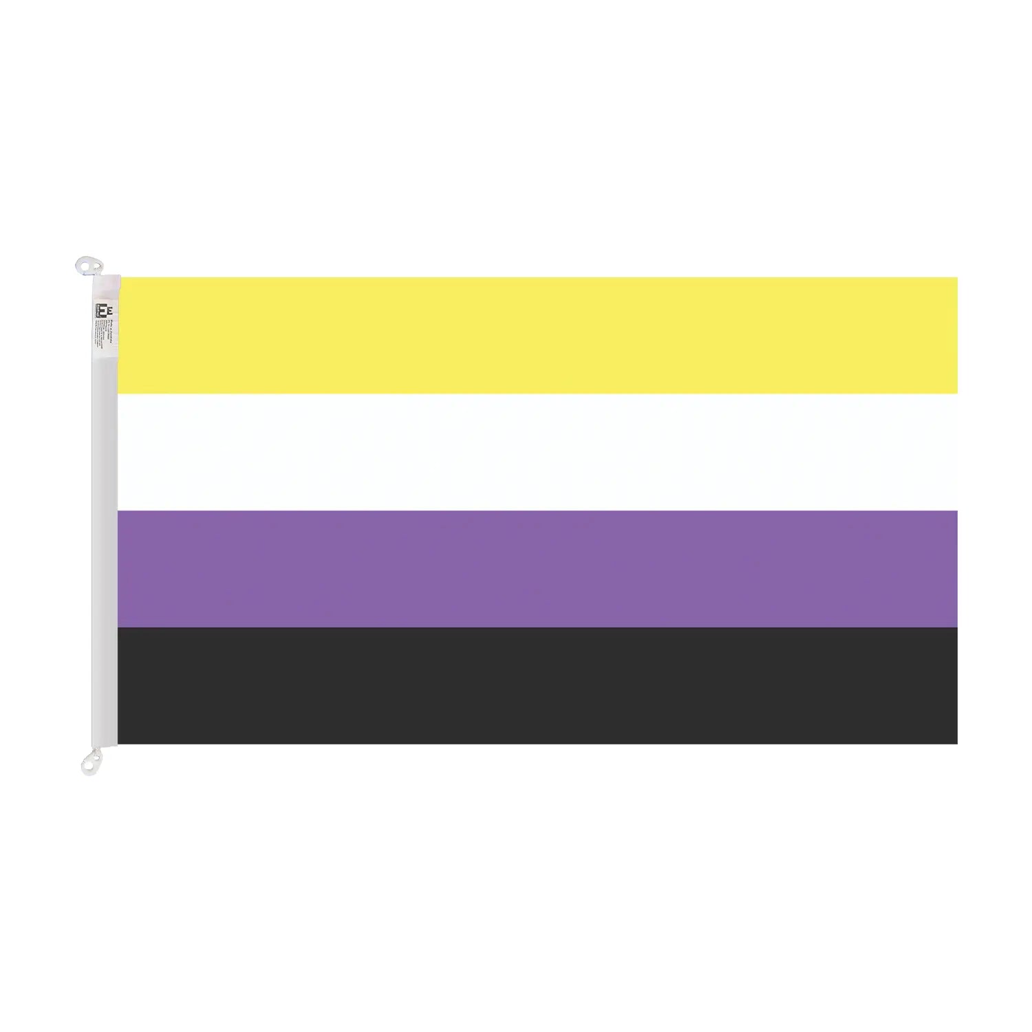 trilobal header with clips knitted polyester non binary pride flag