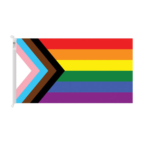 trilobal header with clips knitted polyester progress pride flag