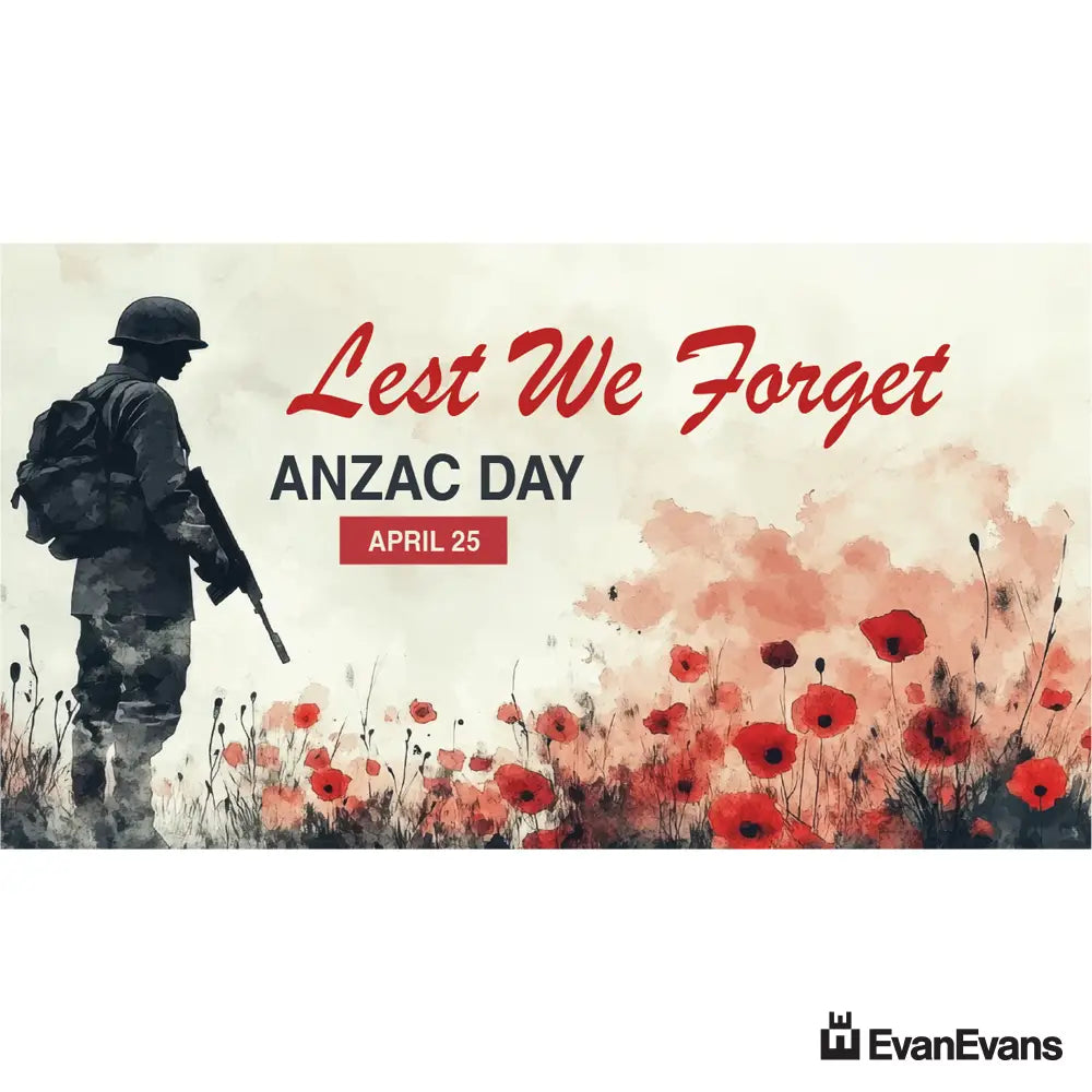 trilobal header with clips knitted polyester soldier in red poppies anzac day flag