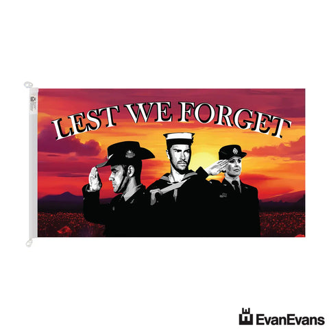 trilobal header with clips knitted polyester triservice art anzac day flag