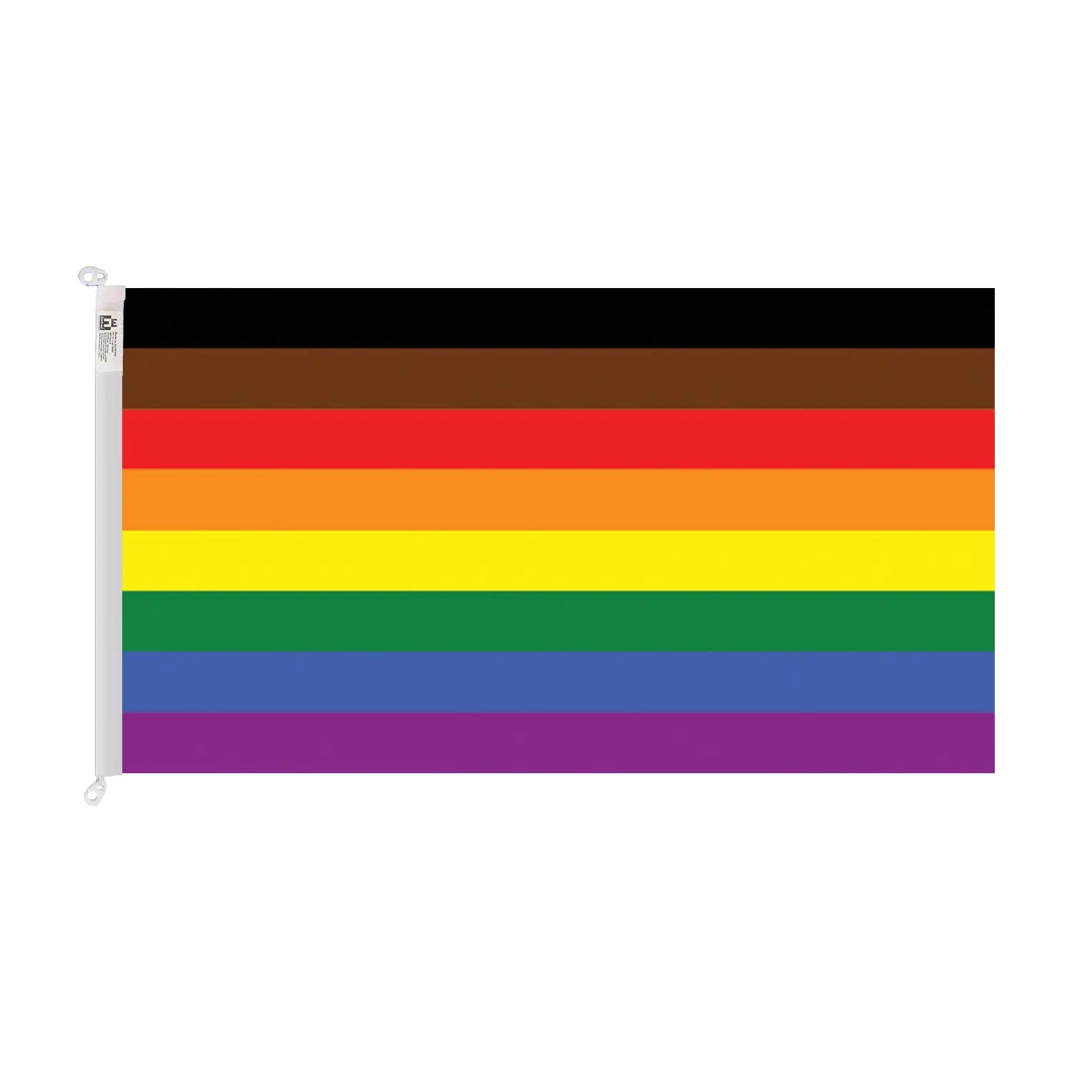 trilobal header with clips lgbt with black and brown stripes flag