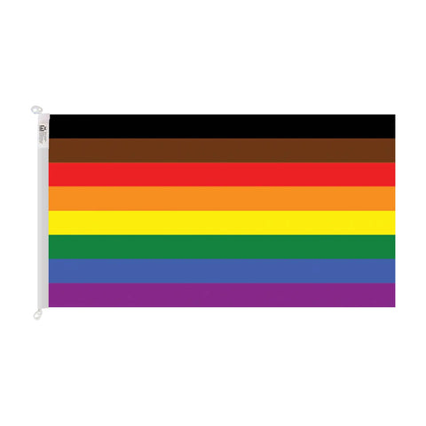 trilobal header with clips lgbt with black and brown stripes flag