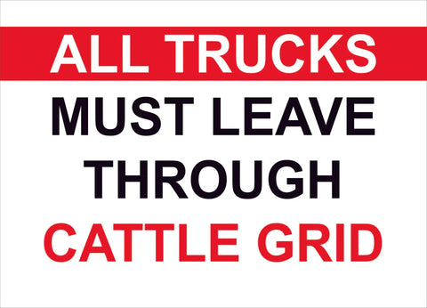 trucks cattle grid construction sign