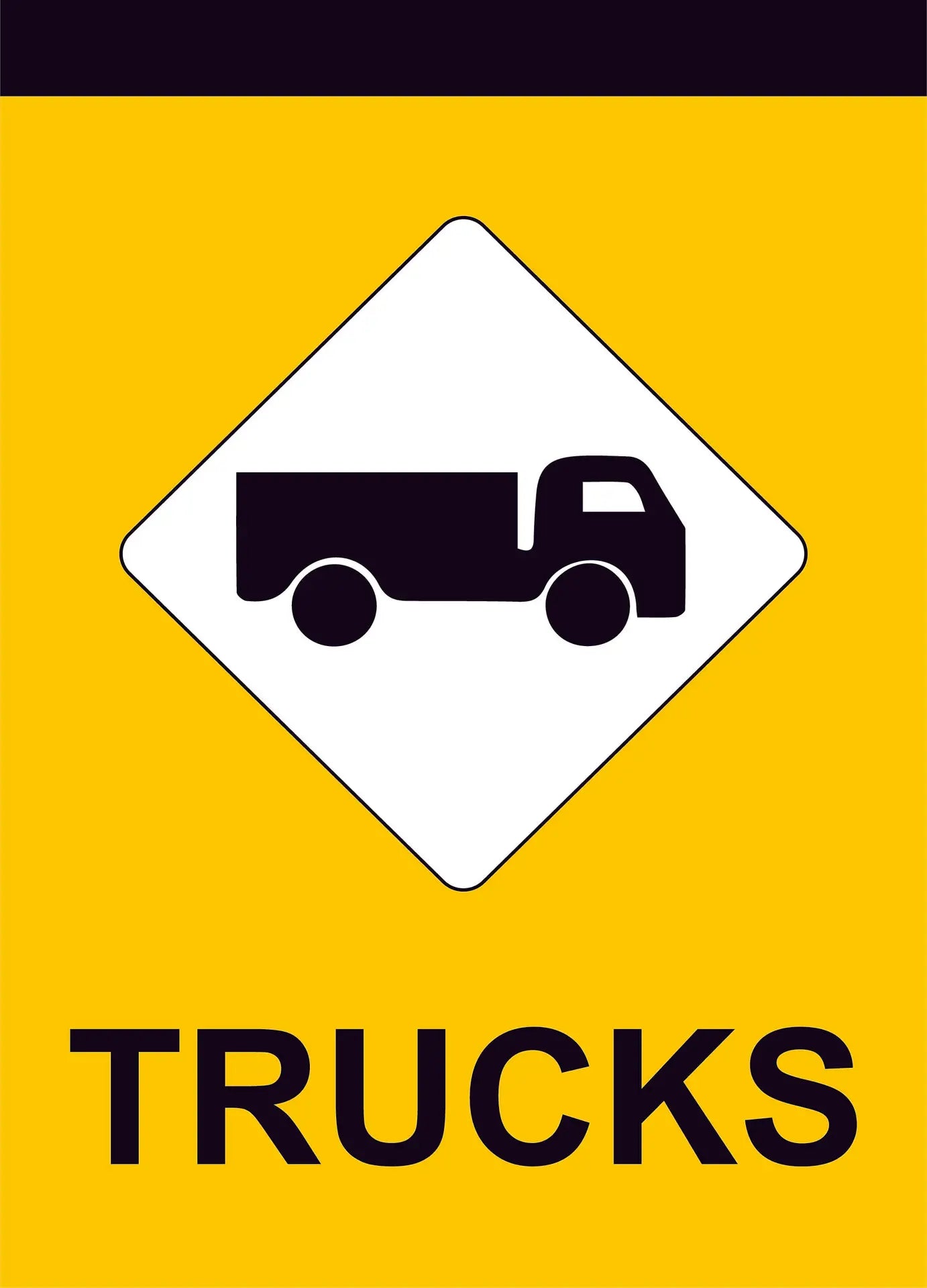 trucks construction sign