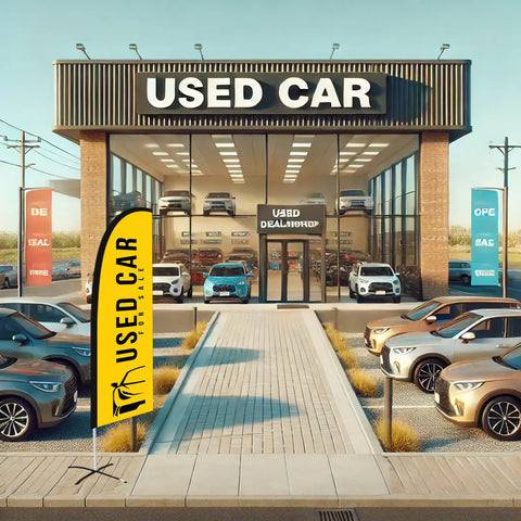 used car yellow feather flag car dealerships