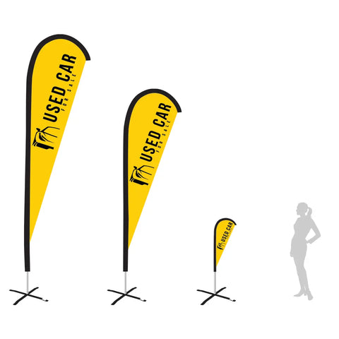 used car yellow teardrop flag