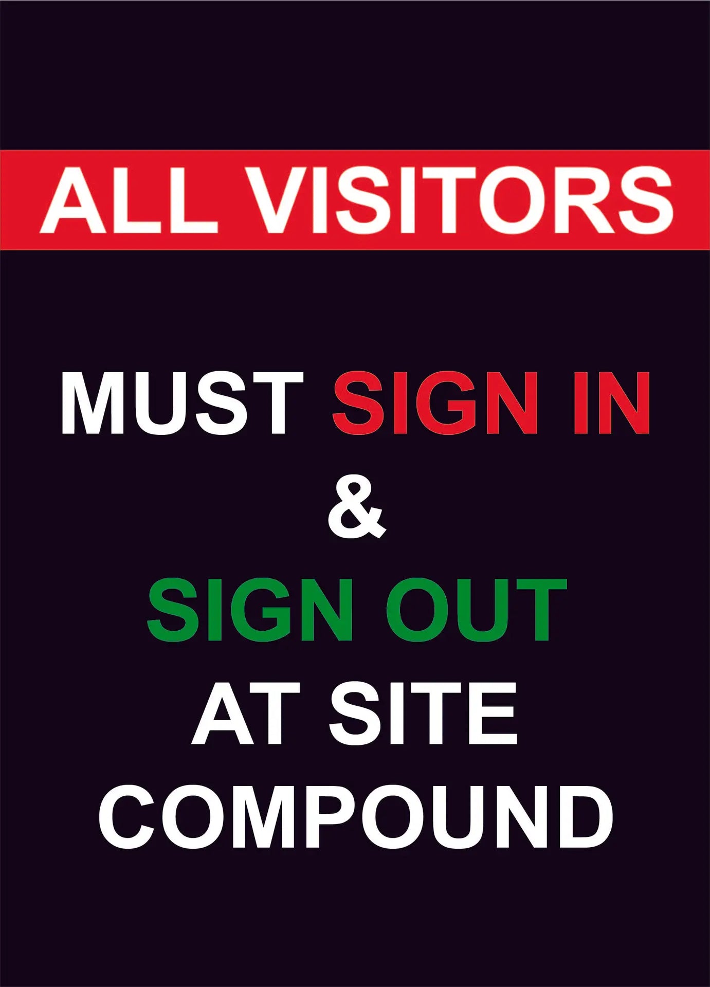visitors sign in and out construction sign